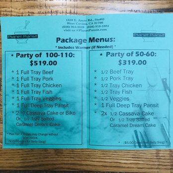 Planet Pansit - Party package menu - Filipino Near Me - West Covina, California Planet Pansit - Party package menu - Filipino Near Me - West Covina, California