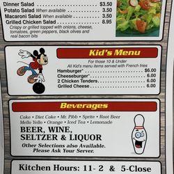 Sportsman's Lanes & Lounge - Menu