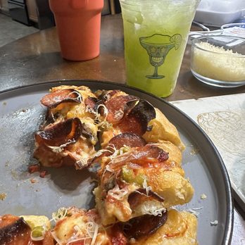 Mr Froze Margarita - Yup, homemade Lexie's Super Pepperoni pizza with Mr. Froze Margarita. - Cocktail Bars Near Me - Watauga, Texas
