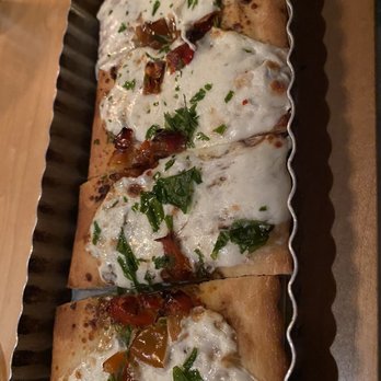 Black Bottle - Mozzarella pepper flatbread without salami - New American Near Me - Seattle, Washington