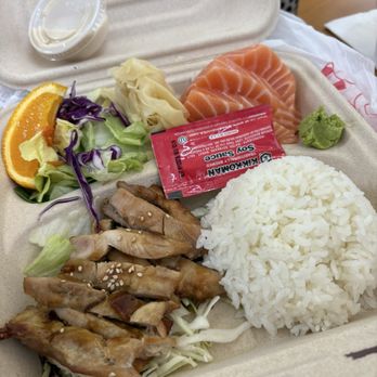 Sushiko - Chicken Teriyaki Bento Box with Salmon sashimi - Japanese Near Me - Los Altos, California Sushiko - Chicken Teriyaki Bento Box with Salmon sashimi - Japanese Near Me - Los Altos, California