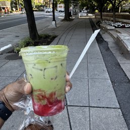 Strawberry matcha latte Apple cinnamon muffin Strawberry matcha latte Apple cinnamon muffin