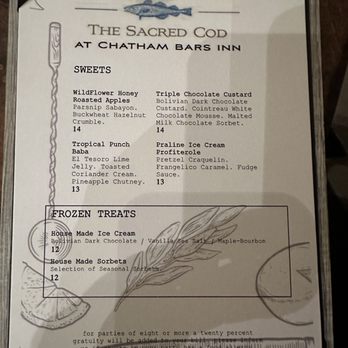 The Sacred Cod - 7/4/23, Desserts - Cocktail Bars Near Me - Chatham, Massachusetts The Sacred Cod - 7/4/23, Desserts - Cocktail Bars Near Me - Chatham, Massachusetts