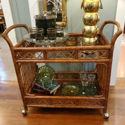 Retro Ranch - Vintage Bamboo Bar Cart
