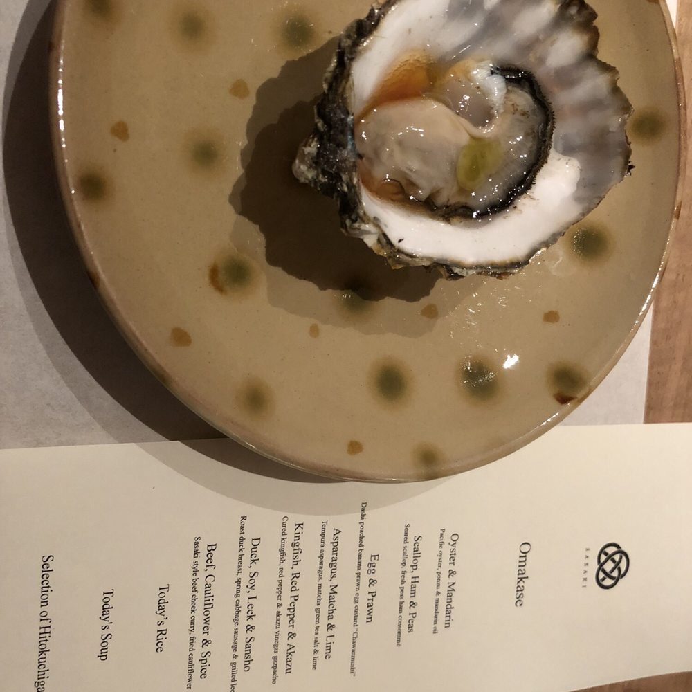 Sasaki - Amazing start to the meal, oyster with mandarin oil and Ponzu. Elegant and perfect. - Japanese Near Me - Sydney, NSW