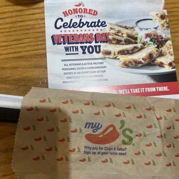 Chili's - Veteran's Day Meal - Bars Near Me - Olive Branch, Mississippi