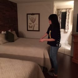 Green Acres Inn - Double beds, the light in the background is the microwave area.