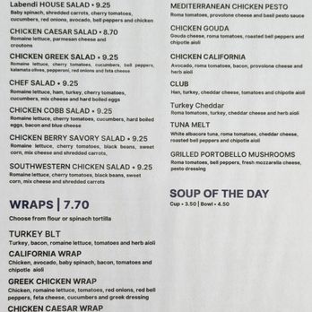 Labendi Cafe & Catering  - Back of the food menu - Cafes Near Me - San Diego, California
