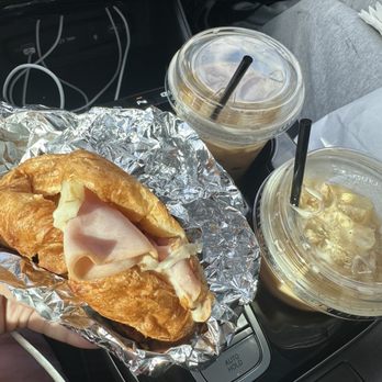 Hometown Coffee - Ham and egg croissant. Kanpai and Northside lattes. - Breakfast & Brunch Near Me - Pflugerville, Texas Hometown Coffee - Ham and egg croissant. Kanpai and Northside lattes. - Breakfast & Brunch Near Me - Pflugerville, Texas