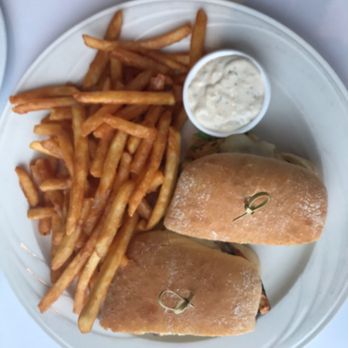 Moss Beach Distillery - Chicken sandwich with crispy fries - Seafood Near Me - Moss Beach, California