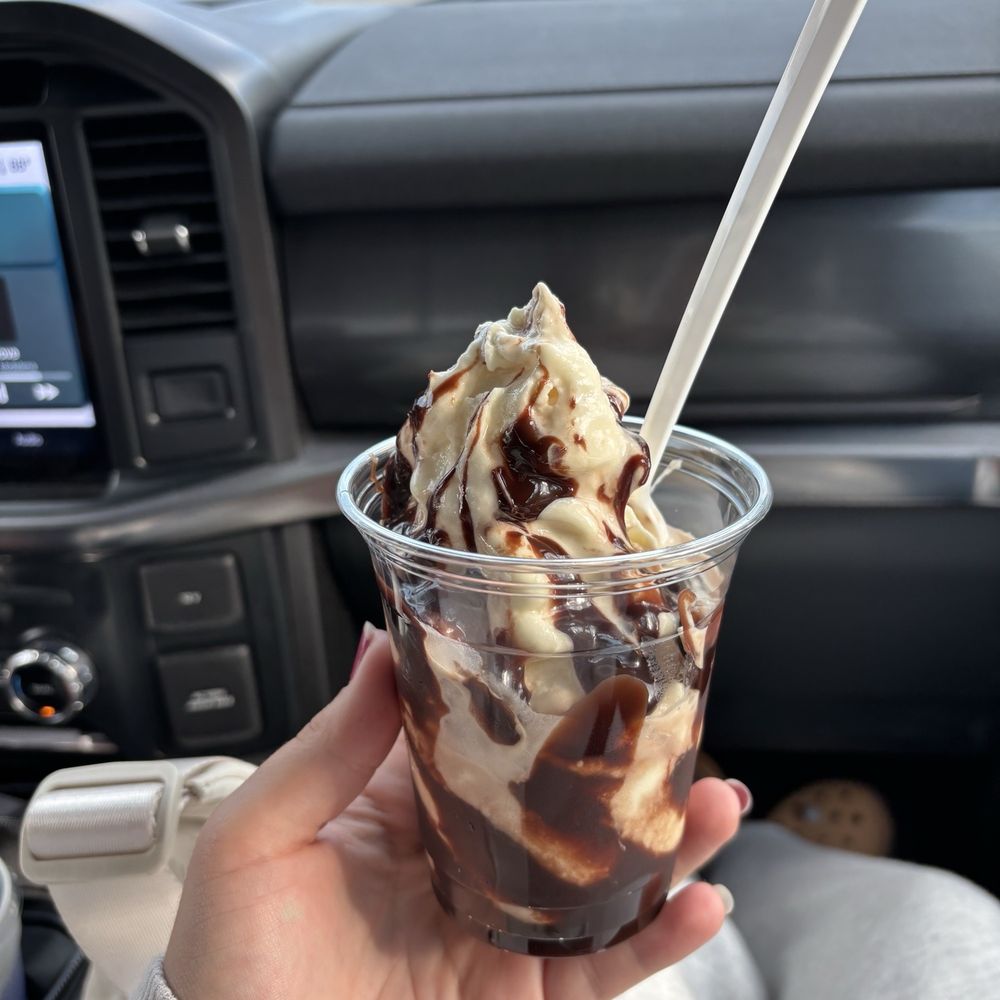 Uncle Ray's Dairyland - Pina colada frozen yogurt (pineapple-coconut) with hot fudge. - Ice Cream & Frozen Yogurt Near Me - Fenton, Michigan Uncle Ray's Dairyland - Pina colada frozen yogurt (pineapple-coconut) with hot fudge. - Ice Cream & Frozen Yogurt Near Me - Fenton, Michigan