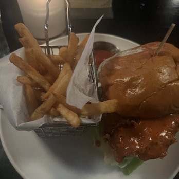 The Standard Pour - Buffalo chicken sandwich - New American Near Me - Dallas, Texas The Standard Pour - Buffalo chicken sandwich - New American Near Me - Dallas, Texas