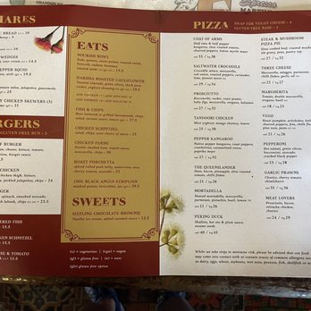 The Australian Heritage Hotel - Menu - Hotels Near Me - The Rocks, NSW