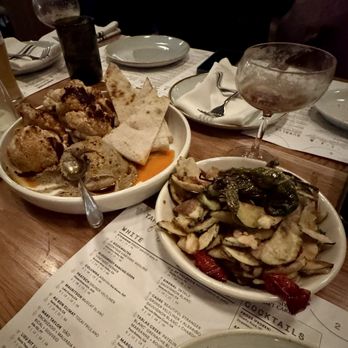Sixty Vines - Cauliflower with puréed eggplant, crispy zucchini - New American Near Me - Charlotte, North Carolina