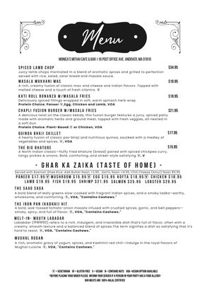 Menu photo 7 Monica’s Mithai Cafe & Bar Andover, MA