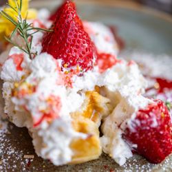 Lapisara Eatery - Strawberry Maple Croffle ($14)