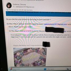 Email thread of cake we wanted