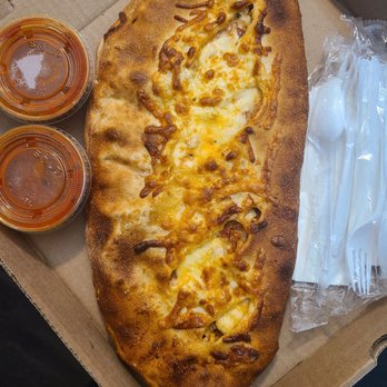 Sammy's Pizza And Fried Chicken - Buffalo Chicken Calzone (I added bacon to it) - Pizza Near Me - Boston, Massachusetts