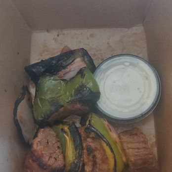 Luna Grill Encinitas - This "Kabob" cost $10.50. Literally 4 bites of mediocre beef. Absolute rip off - Greek Near Me - Encinitas, California