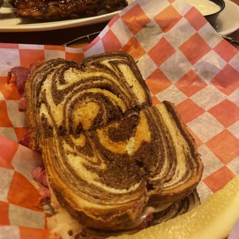 Beer Barrel Pizza and Grill - Traditional Reuben with a pickle spear. So good!! - Pizza Near Me - Hilliard, Ohio