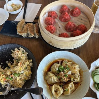 Dumpling Legend - Half eaten fried rice, beef pan fried dumplings, Szechuan xlb, Wontons in Chili Oil (our fav) and cucumber salad - Chinese Near Me - Lakewood, Colorado Dumpling Legend - Half eaten fried rice, beef pan fried dumplings, Szechuan xlb, Wontons in Chili Oil (our fav) and cucumber salad - Chinese Near Me - Lakewood, Colorado