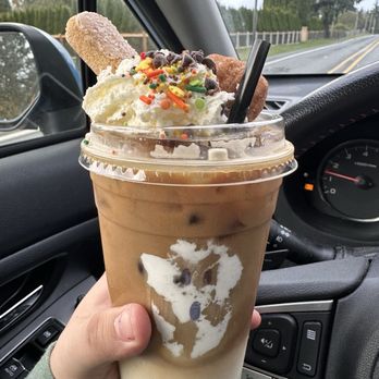 Grounds Coffee Co - Maple bar macchiato "ghostified" - Coffee & Tea Near Me - Snohomish, Washington Grounds Coffee Co - Maple bar macchiato "ghostified" - Coffee & Tea Near Me - Snohomish, Washington