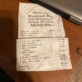 Marshall's Bodacious Bbq - Only referencing the family meal that was advertised as $49.95 Not extras we bought on top of that. - Barbeque Near Me - Ventura, California Marshall's Bodacious Bbq - Only referencing the family meal that was advertised as $49.95 Not extras we bought on top of that. - Barbeque Near Me - Ventura, California