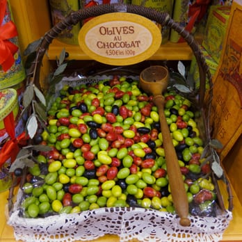 La Cure Gourmande - The chocolate olives which are a chocolate hardshell covered almond. - Desserts Near Me - Balaruc Les Bains, 34