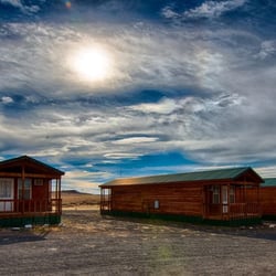 Mountain View Lodge - Photo by Dave Larson. Duplex cabins with private porches.
