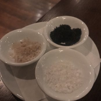 Jacobs & Co. Steakhouse - Various fancy salts - charcoal, herbed and white salt. - Steakhouses Near Me - Toronto, Ontario Jacobs & Co. Steakhouse - Various fancy salts - charcoal, herbed and white salt. - Steakhouses Near Me - Toronto, Ontario