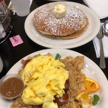 Scramblers Cafe - Loco Moco w/ Portuguese sausage, fried rice and scrambled eggs. Macadamia nut pancakes. Loco Moco w/ spam, white rice and over easy eggs! - Breakfast & Brunch Near Me - Norco, California Scramblers Cafe - Loco Moco w/ Portuguese sausage, fried rice and scrambled eggs. Macadamia nut pancakes. Loco Moco w/ spam, white rice and over easy eggs! - Breakfast & Brunch Near Me - Norco, California