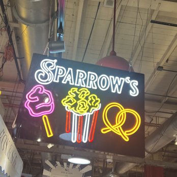 Sparrow’s - a neon sign hanging from the ceiling - Popcorn Shops Near Me - Philadelphia, Pennsylvania