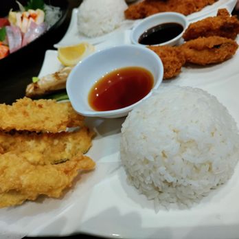 Sushi Sheng - Bento box three items with Tempura, Fish, and Fried Kaki - Japanese Near Me - San Francisco, California Sushi Sheng - Bento box three items with Tempura, Fish, and Fried Kaki - Japanese Near Me - San Francisco, California