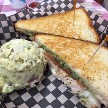 Remlinger Farms - Chicken pesto sandwich with potato salad - Pumpkin Patches Near Me - Carnation, Washington Remlinger Farms - Chicken pesto sandwich with potato salad - Pumpkin Patches Near Me - Carnation, Washington