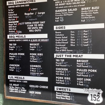 BBQ 152 - Menu as of 7/24/2021. - Barbeque Near Me - Gilroy, California BBQ 152 - Menu as of 7/24/2021. - Barbeque Near Me - Gilroy, California