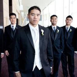 Black Tie Tuxedos And Couture Menswear - Groomsmen tuxes, tie and vest from Black Tie. Grooms Tie and Vest, and Dress shirt from Black Tie.