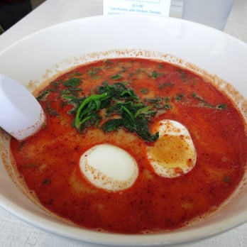 Ramenya - Hot Asianya tantan ramen - tangy. Really liked the ground beef, but I had to fish it out from the bottom. The egg ($1) was eh. - Ramen Near Me - Los Angeles, California Ramenya - Hot Asianya tantan ramen - tangy. Really liked the ground beef, but I had to fish it out from the bottom. The egg ($1) was eh. - Ramen Near Me - Los Angeles, California