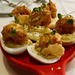 Crispy Shrimp Deviled Eggs