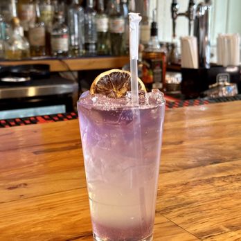 Oxford House Tavern - a purple cocktail on a bar - Salad Near Me - Oxford, Connecticut Oxford House Tavern - a purple cocktail on a bar - Salad Near Me - Oxford, Connecticut