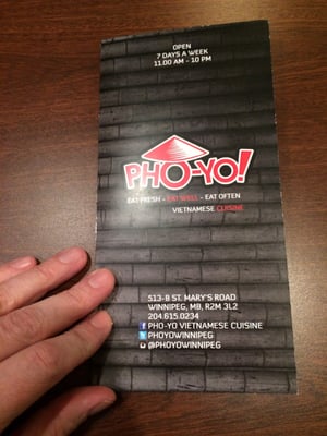 Menu photo 2 Pho Yo Winnipeg, MB Menu photo 2 Pho Yo Winnipeg, MB