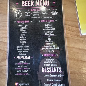 D'Poly Taco Grill & Beer - Menu - Mexican Near Me - El Centro, California