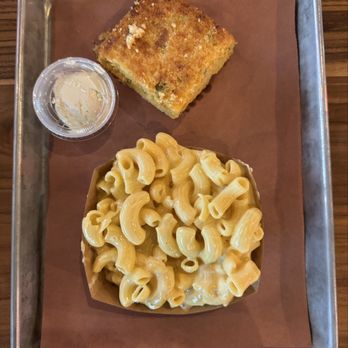 The Pit Room - Memorial - Pint of Mac & Cheese and Cornbread Sides - Barbeque Near Me - Houston, Texas