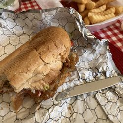 Catfish Plus - Half and half shrimp and oyster PoBoy