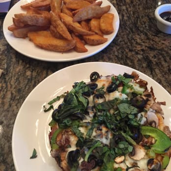 BJ's Restaurant & Brewhouse - Mini Vegetarian Pizza and a side of Wedge Cut French Fries - Pizza Near Me - Modesto, California