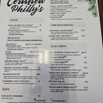 Certified Philly’s - menu...4% credit card charge... - Asian Fusion Near Me - Salinas, California