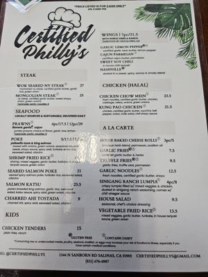 Menu photo 1 Certified Philly’s Salinas, CA