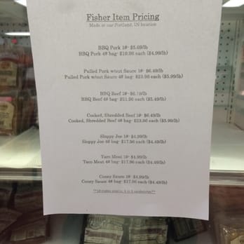 Fisher Meats - a menu for the price of the meat - Meat Shops Near Me - Muncie, Indiana