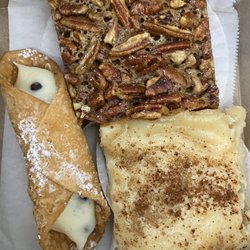 Paper Street Bakery - Cannoli, Pecan bar and Sugar Cream bar