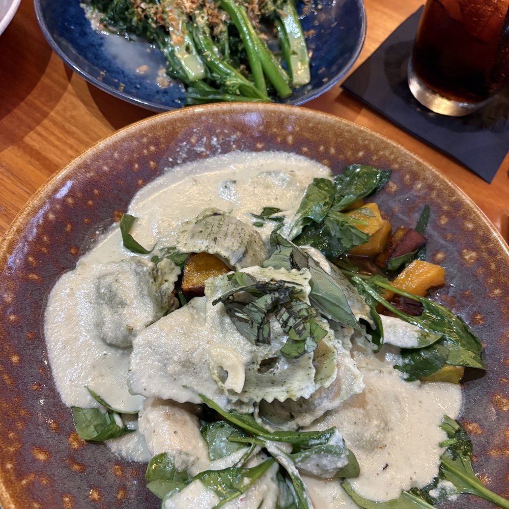 Hula Grill Waikiki - Braised Mushroom Ravioli, broccolini - Hawaiian Near Me - Honolulu, Hawaii Hula Grill Waikiki - Braised Mushroom Ravioli, broccolini - Hawaiian Near Me - Honolulu, Hawaii
