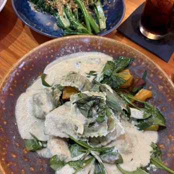 Hula Grill Waikiki - Braised Mushroom Ravioli, broccolini - Hawaiian Near Me - Honolulu, Hawaii Hula Grill Waikiki - Braised Mushroom Ravioli, broccolini - Hawaiian Near Me - Honolulu, Hawaii